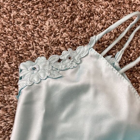 Vintage Belle Fleur Slip Aqua Short Sleeveless Nightie - Picture 12 of 12